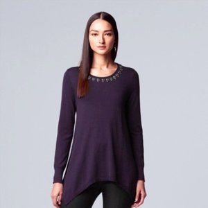 Simply Vera Vera Wang Embellished Handkerchif Swea